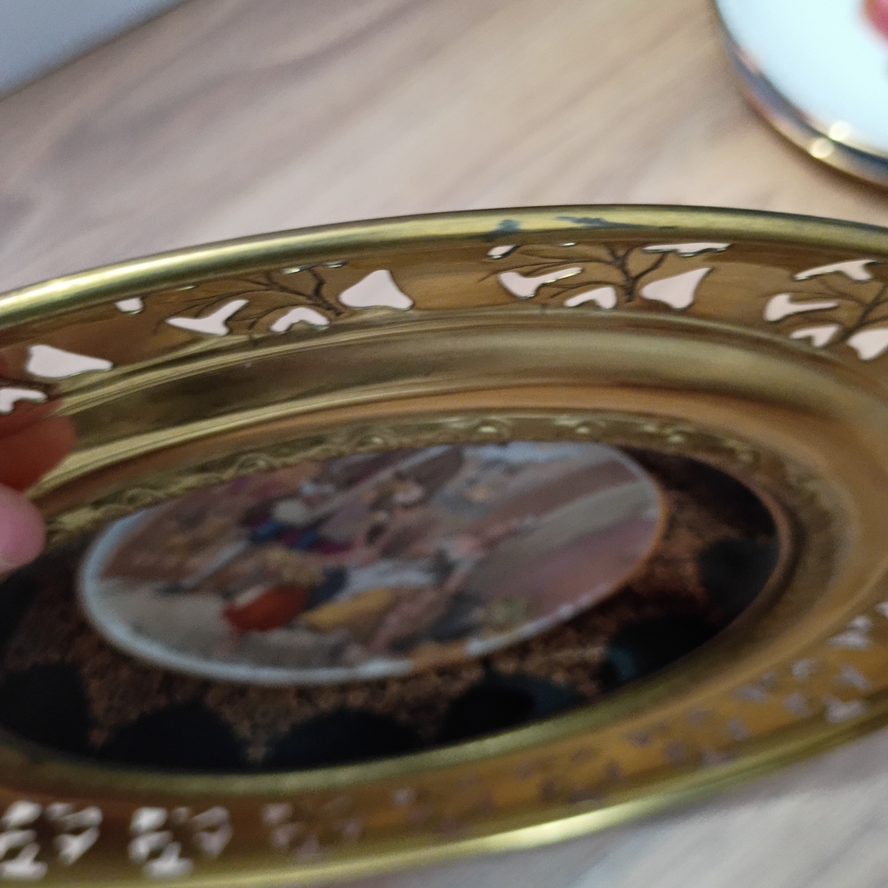 Vintage Decorative Plate with Gold and Black Design - Picture 3 of 9